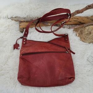 Levenger red crossbody leather purse